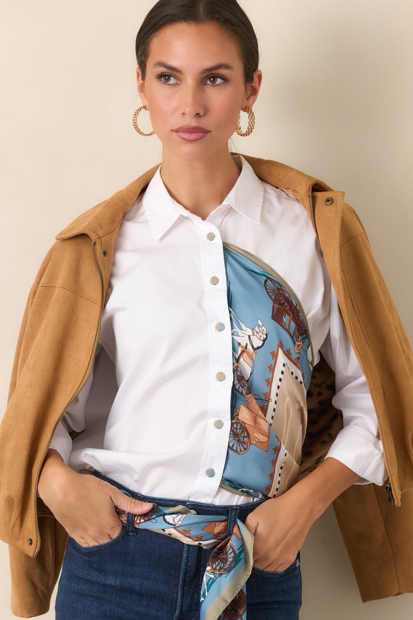 All Part of the Plan Camel Faux Suede Zip Front Jacket