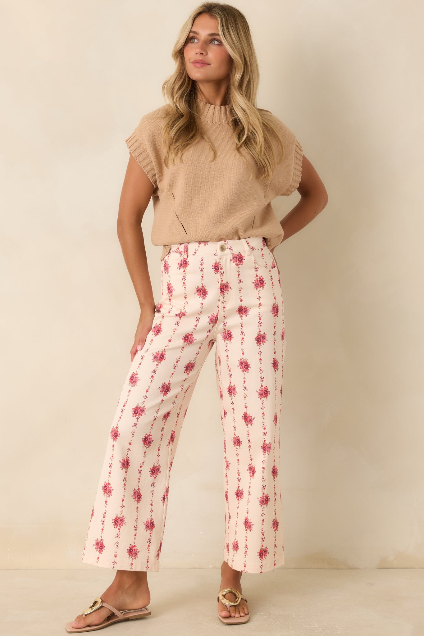 Easy to Adore Tan Knit Short Sleeve Mock Neck Sweater