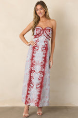 Anna Cate Hayden Frost Floral Strapless Midi Dress