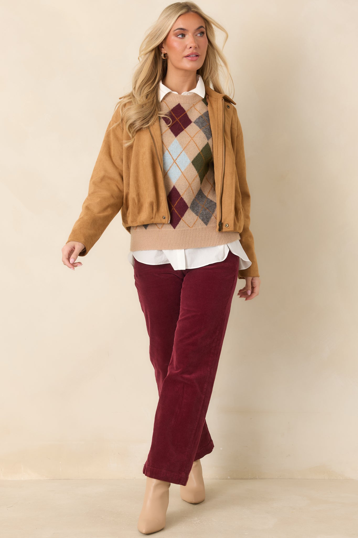 All Part of the Plan Camel Faux Suede Zip Front Jacket