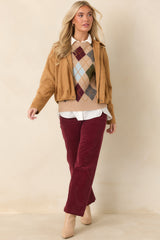 All Part of the Plan Camel Faux Suede Zip Front Jacket