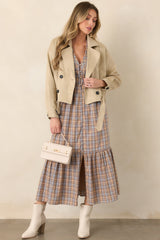 Ahead of Schedule Beige Cotton Double Breasted Belted Jacket