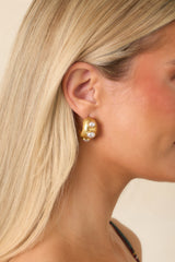 A Little Lavish Gold & Pearl Hoop Earrings