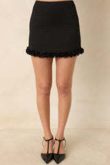 ASTR the Label Claire Black Tweed Beaded Flower Skirt