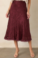 ASTR the Label Windey Mulberry Satin Midi Skirt