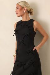 Bow to Toe Black Sleeveless Bow Detail Maxi Dress