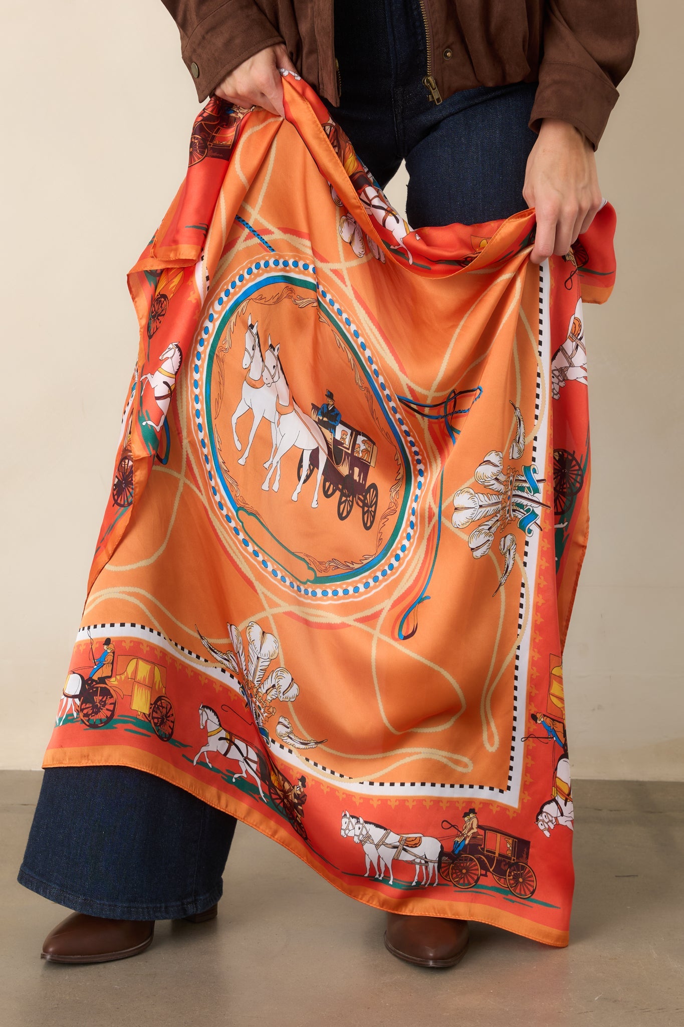 A Royal Journey Orange and Turquoise Scarf