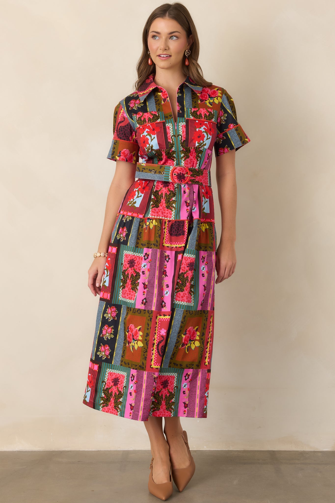 CROSBY Fairiss Vintage Vignette Multi Belted Maxi Dress