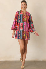 CROSBY Skyler Vintage Vignette Multi Mini Dress