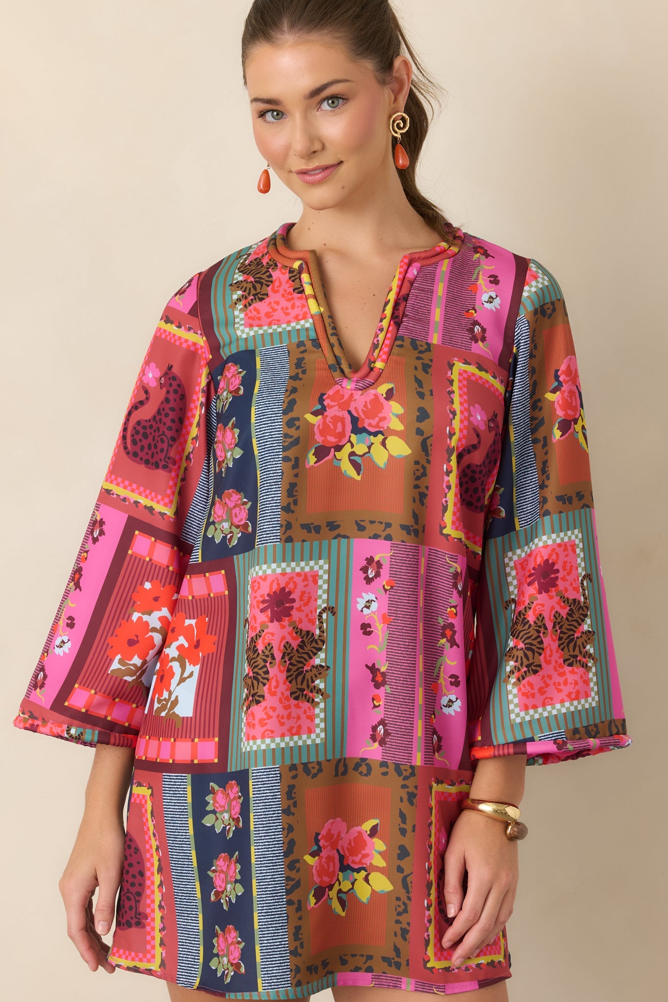 CROSBY Skyler Vintage Vignette Multi Mini Dress