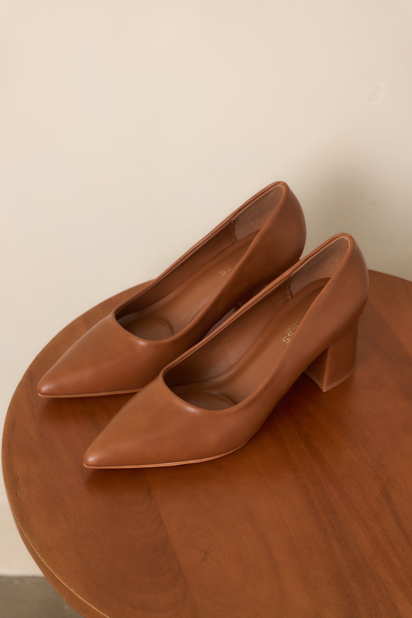 A Step Ahead of You Camel Pointed Toe Block Heel Pumps