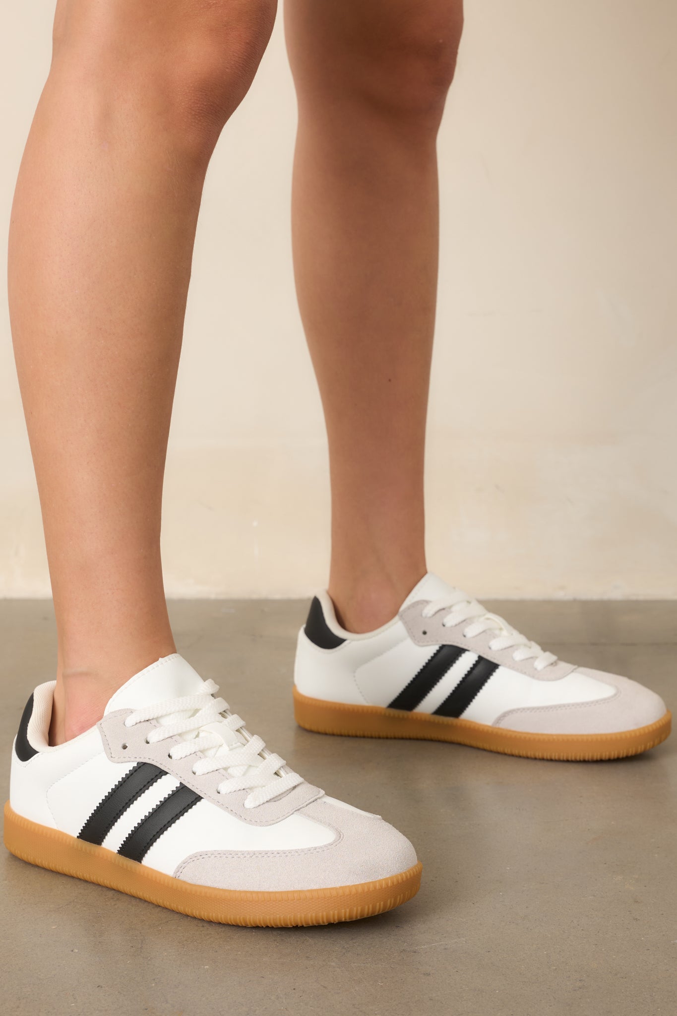 Bring The Good Vibes White Faux Leather Lace-Up Sneakers