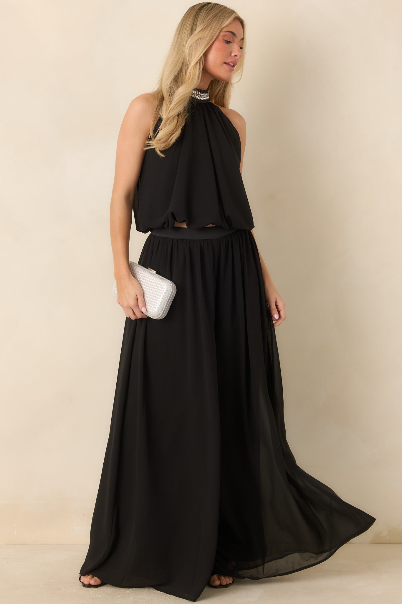 A Moment Like Ours Black Flowy Palazzo Pants