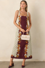Anna Cate Minnie Wine & Sage Rustic Bloom Midi Dress