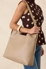 Busy Day Taupe Smooth Finish Shoulder Bag