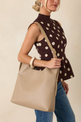 Busy Day Taupe Smooth Finish Shoulder Bag